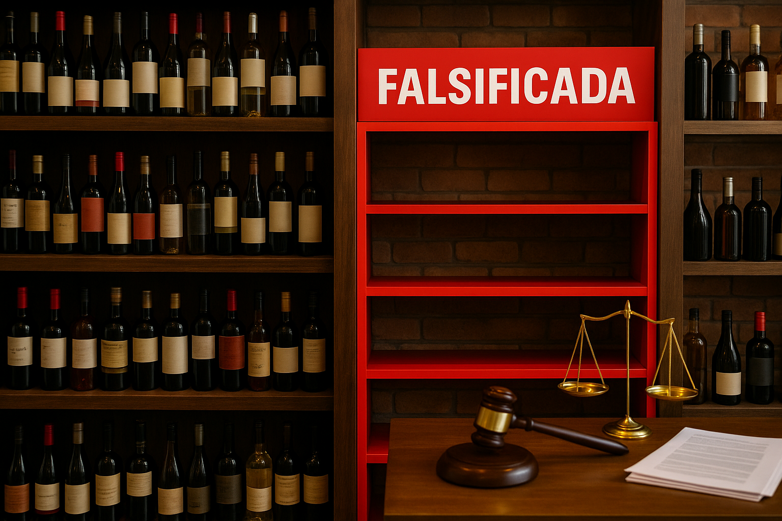 Adega com bebidas falsificadas
